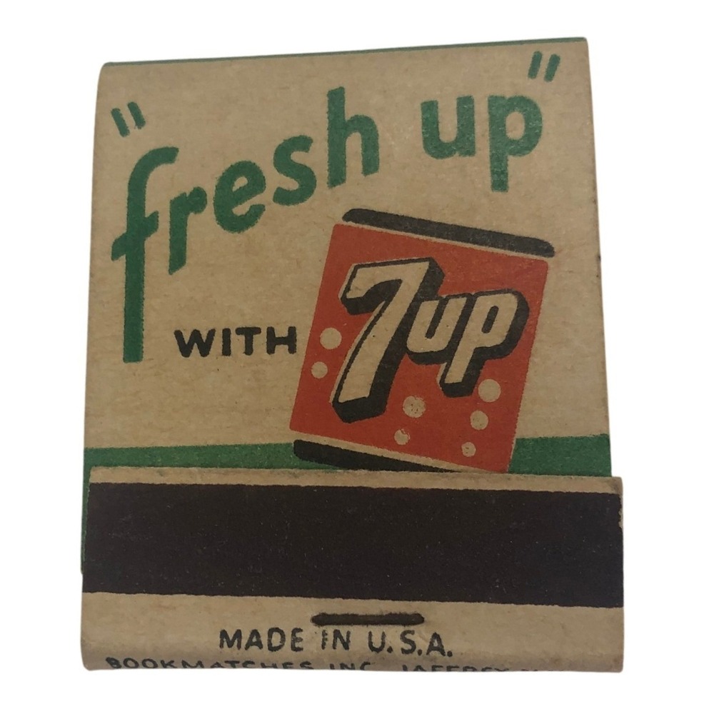 Vintage 7up Fresh Up Matchbook Cover Soda Advertising Collectible Made in USA